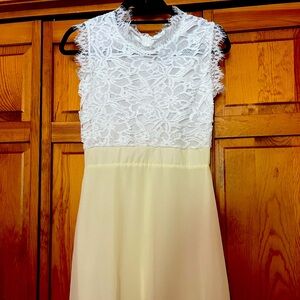 Yellow/white maxi dress, size S, new without tags